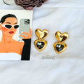 Golden Heart Crystal Statement Earrings