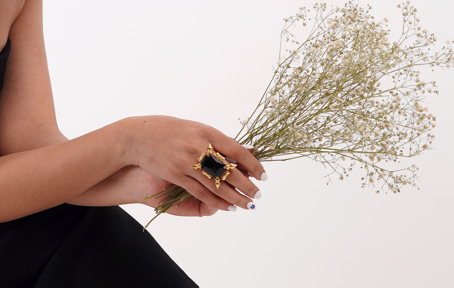 Gold plated black bold Ring