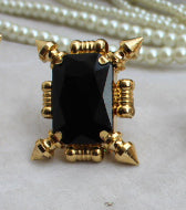 Gold plated black bold Ring