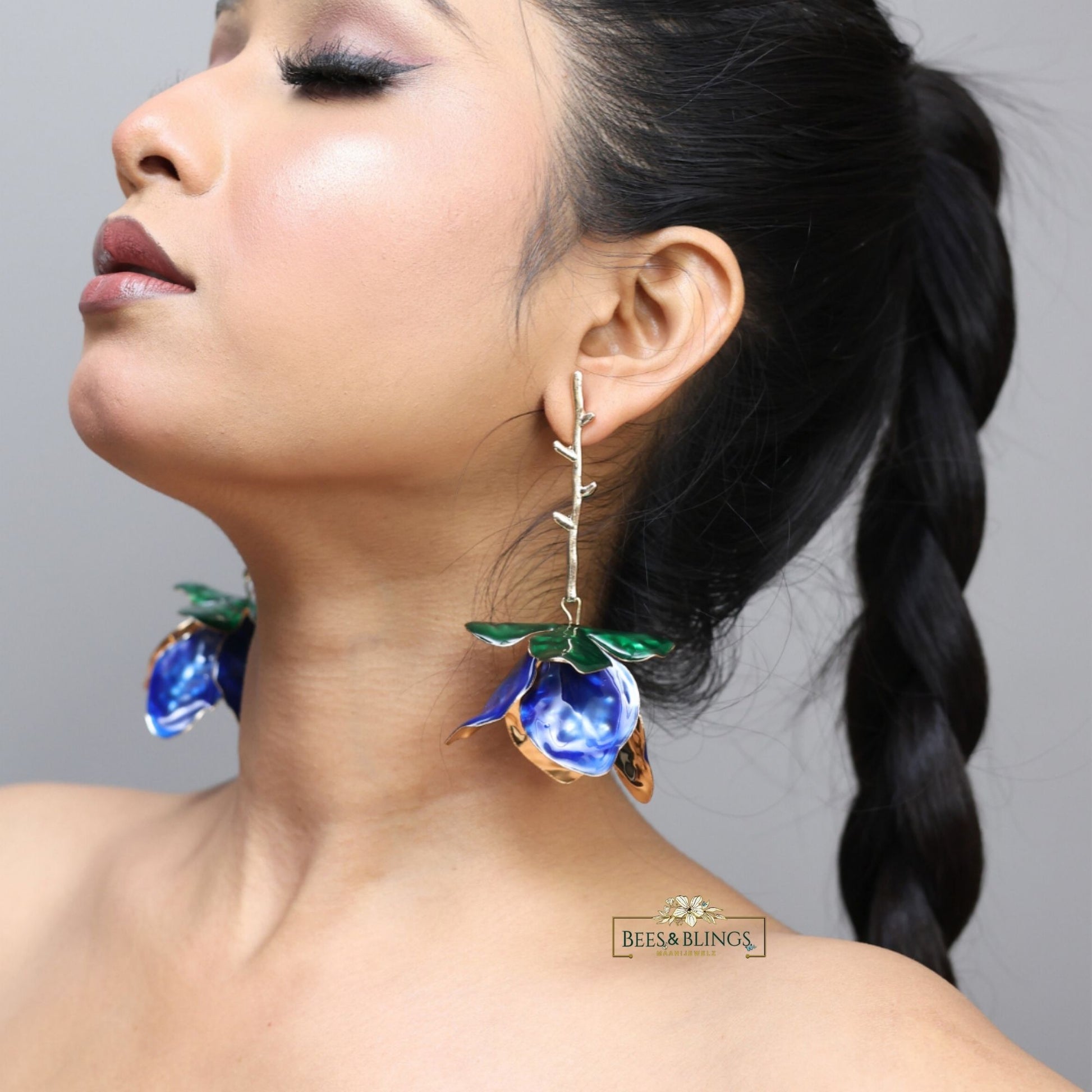 blue-floral-statement-drop-earrings
