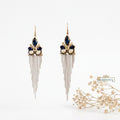 Blue-Silver Tassel Statement Earrings