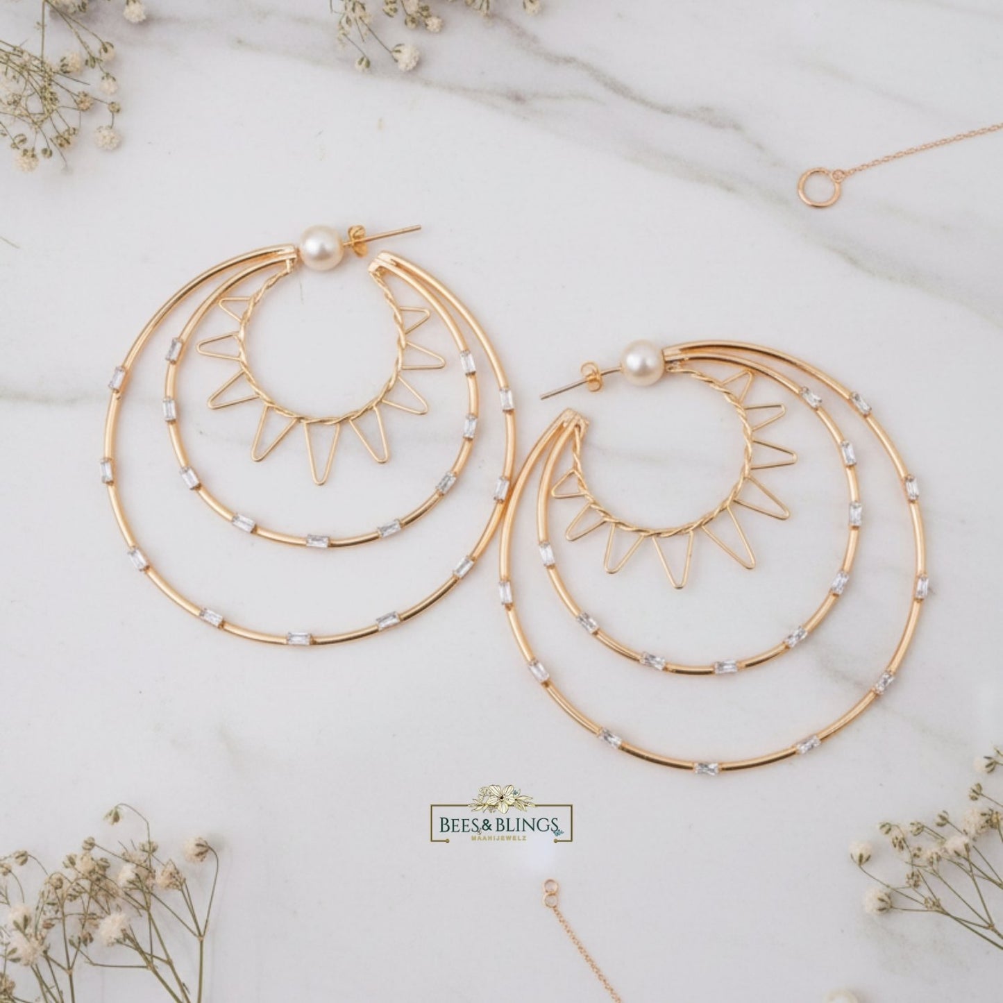 golden hoops statement earrings