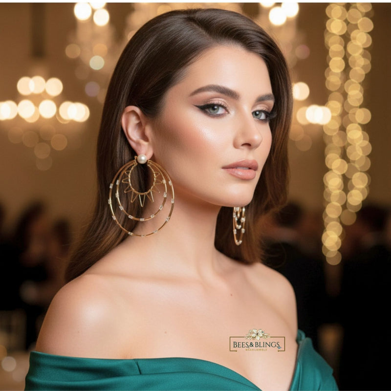 Golden Hoops Statement Earrings