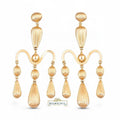 Gold-Plated Ribbed Chandelier Statement Earrings