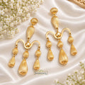 Gold-Plated Ribbed Chandelier Statement Earrings