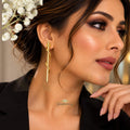 Gold-Plated Twisted Bar Drop Earrings