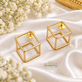 Gold Geometric Cube Stud Earrings