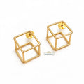 Gold Geometric Cube Stud Earrings