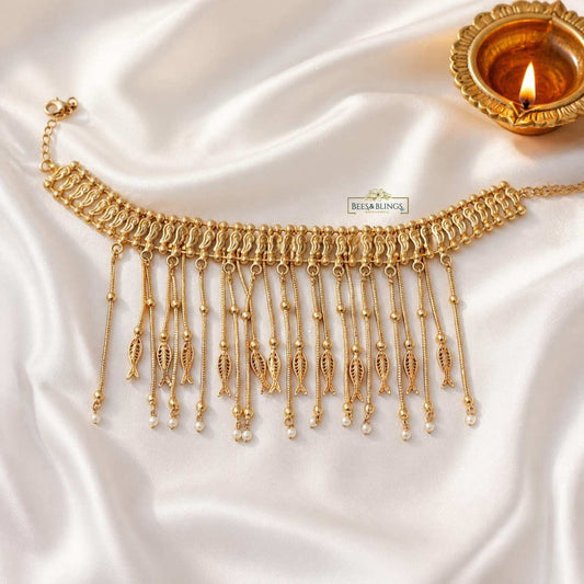 Royal Paisley Tassel Necklace | Gold Festive Jewellery – Bees & Blings