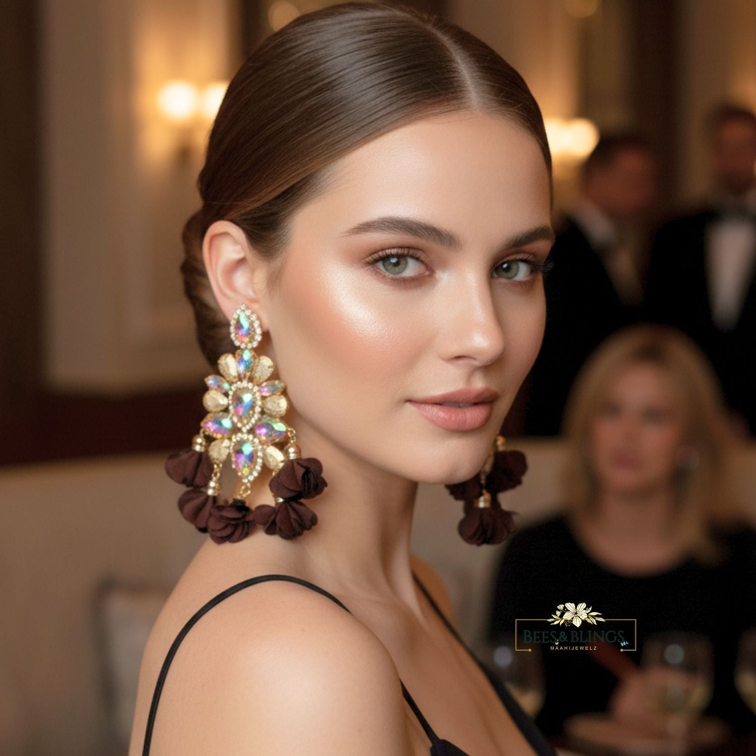 brown-floral-statement-earrings