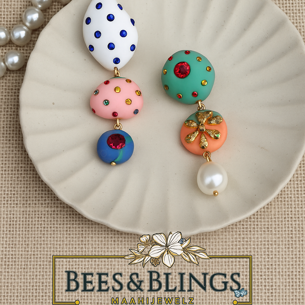 colorful  drop statement earrings