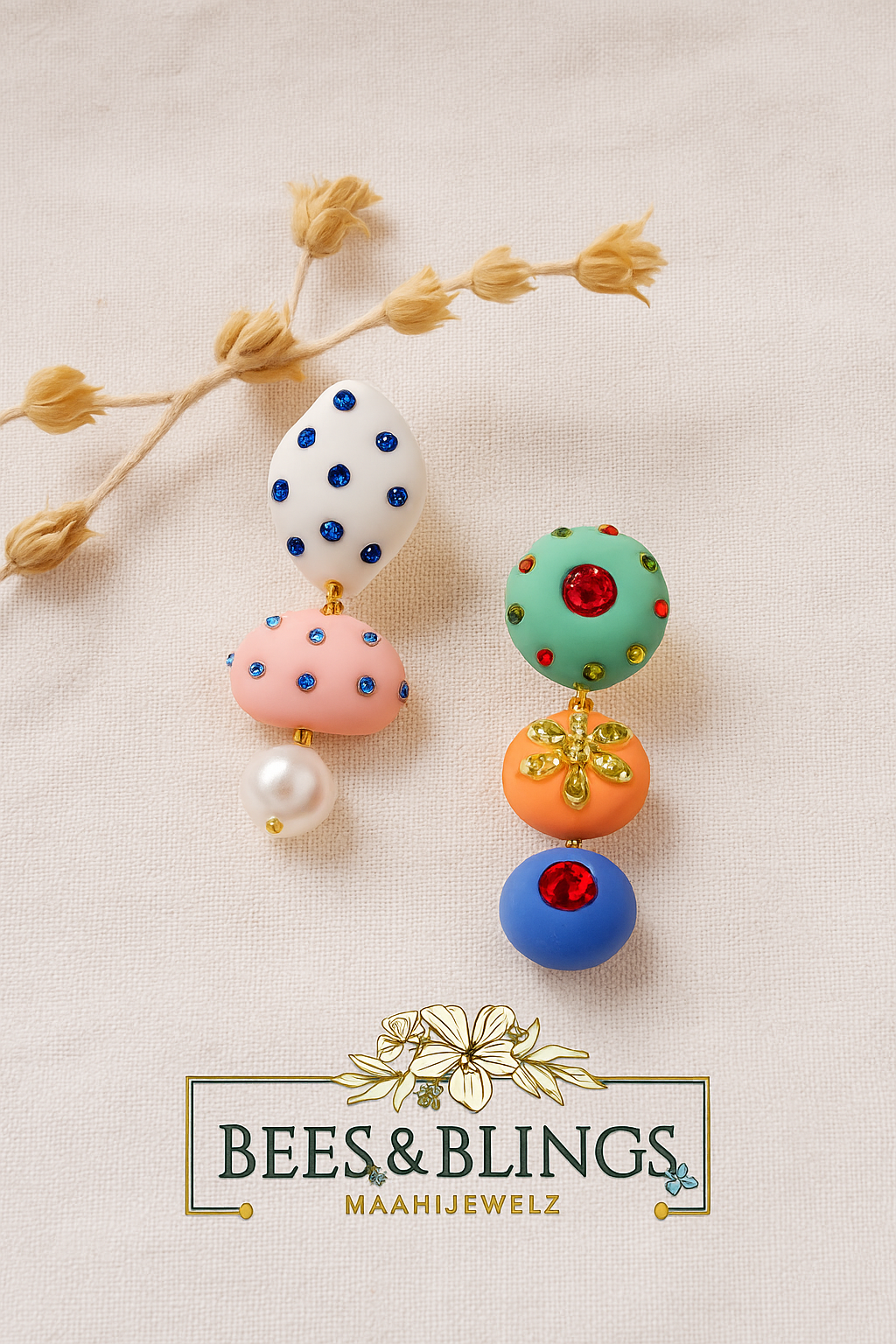 colorful  drop statement earrings