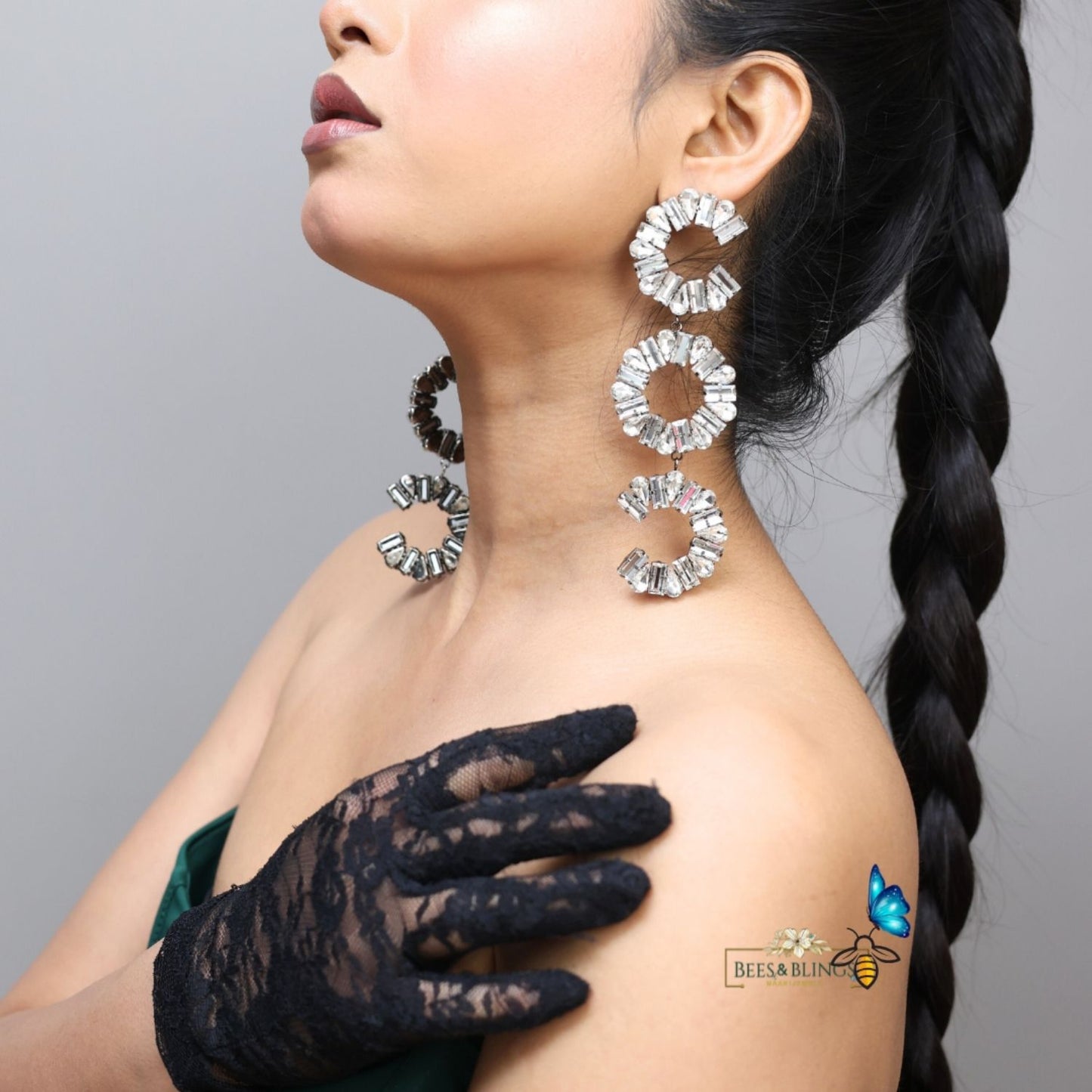 Silver Crystal Statement Chandelier Earrings