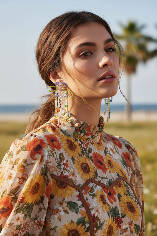 Handcrafted Crystal Beaded  Statement Earrings