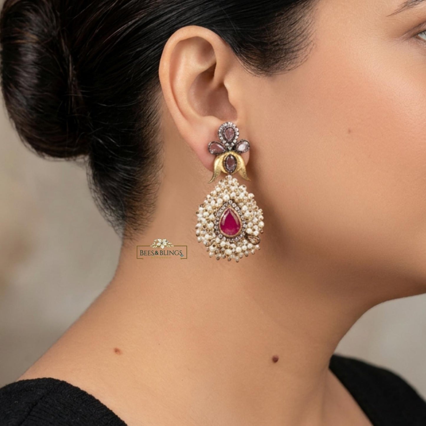 Mehroon Ethnic Earrings