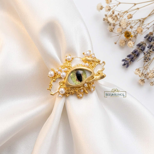 GoldPlated EvilEye Statement Ring