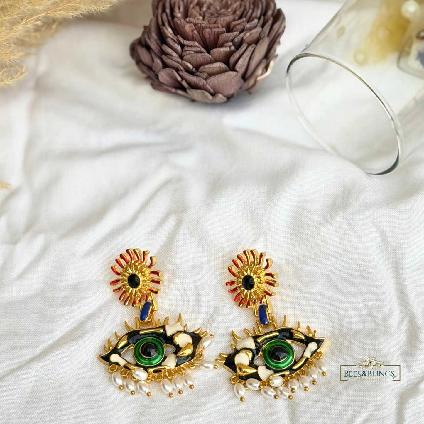 Gold Evil Eye Statement Earrings