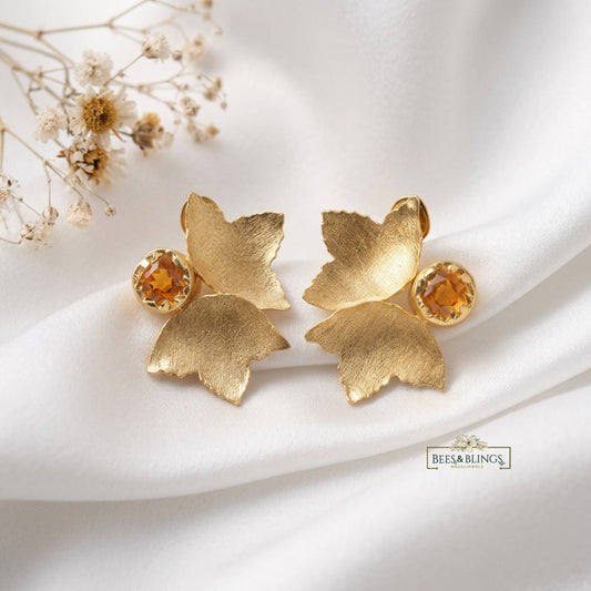 Gold Plated Floral Statement Earrings