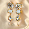 White Crystal Statement Drop Earrings