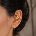 Golden floral ear climbers