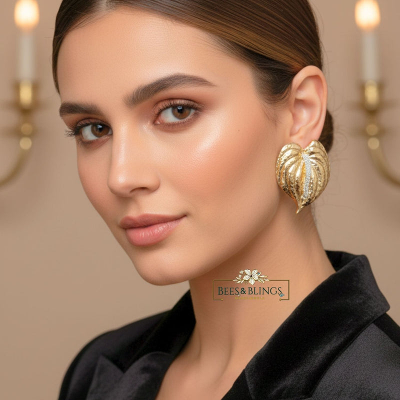 Gold-plated-Leaf-Stud-Earrings