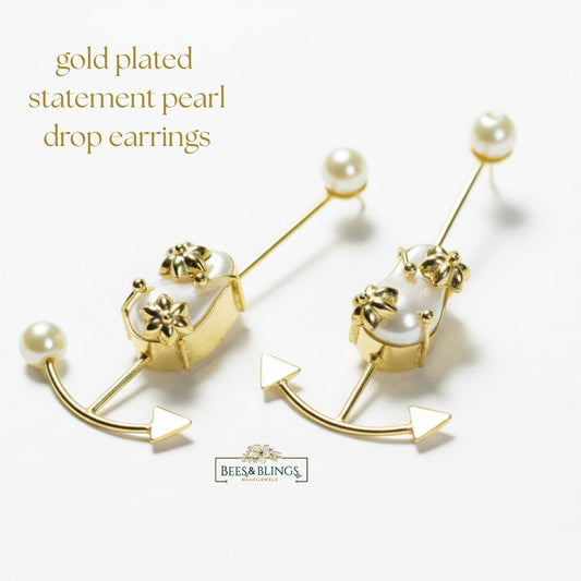 gold plated baroque statement earrings