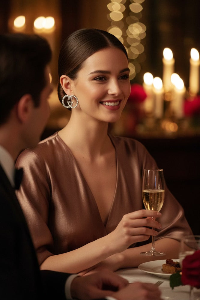 golden party statement earrings