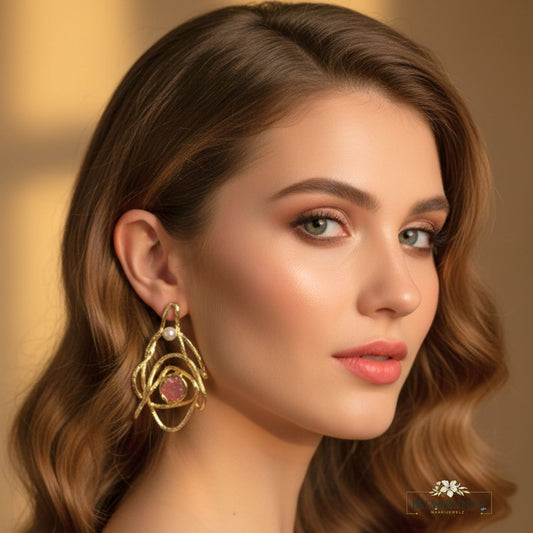 golden-pink-pearl-studs