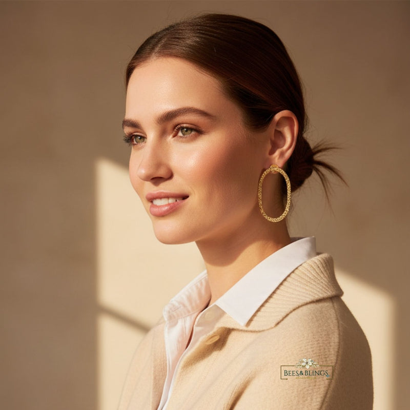 goldplated hoop statement earrings