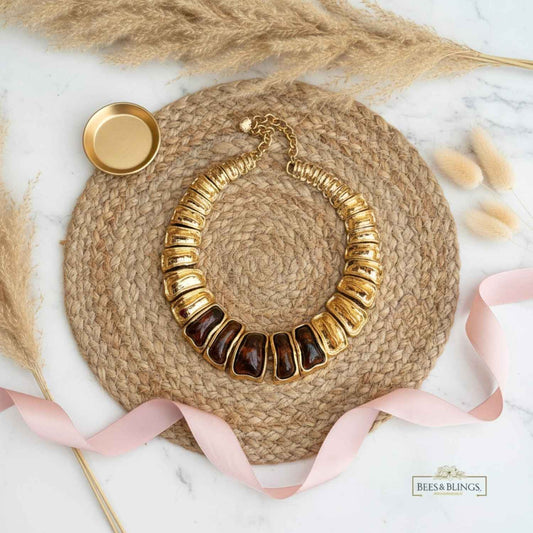 Golden Brown Statement Necklace
