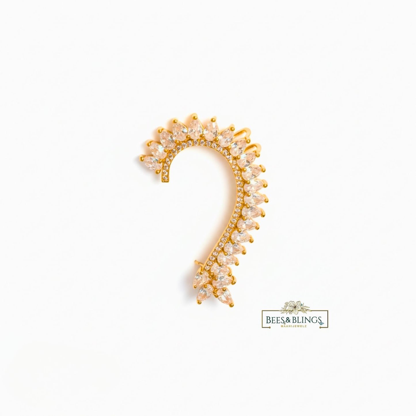 golden rhinestone statement ear cuff