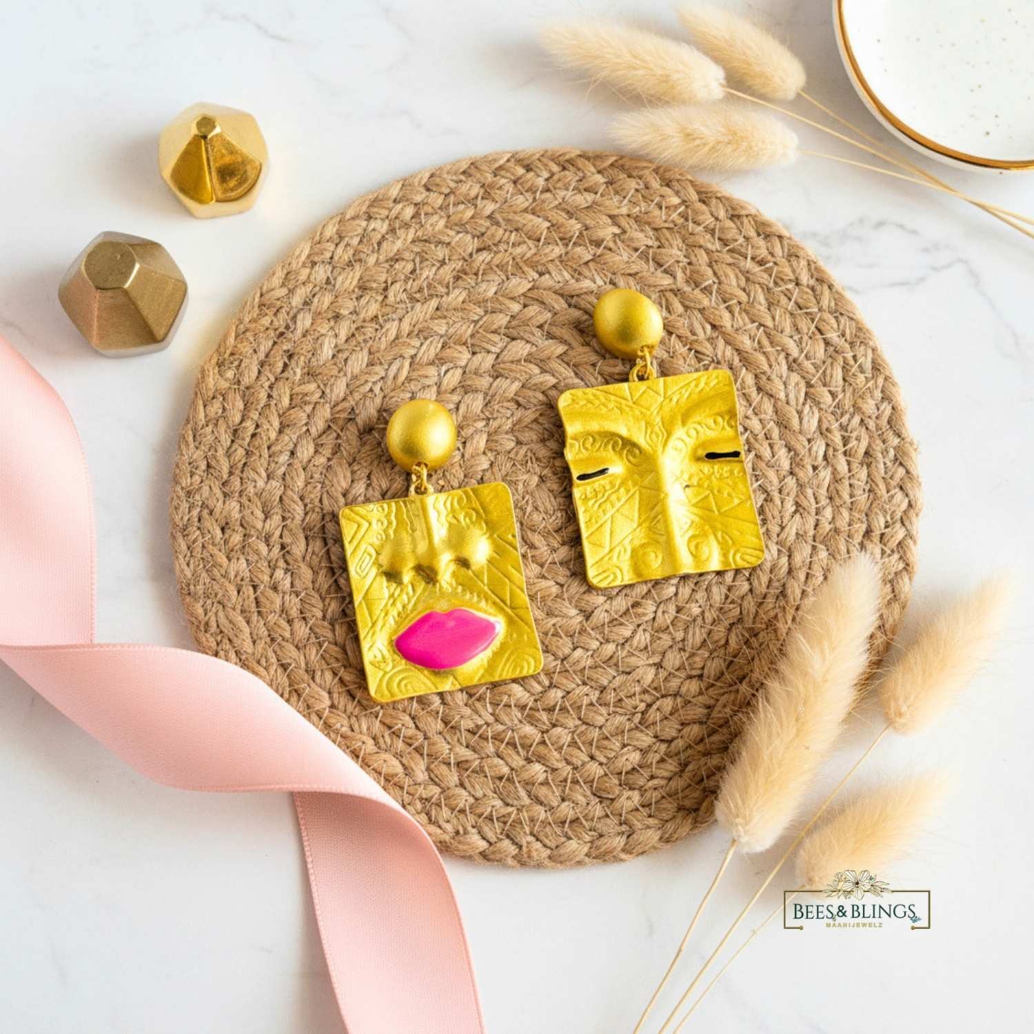 golden_face_abstract_earrings
