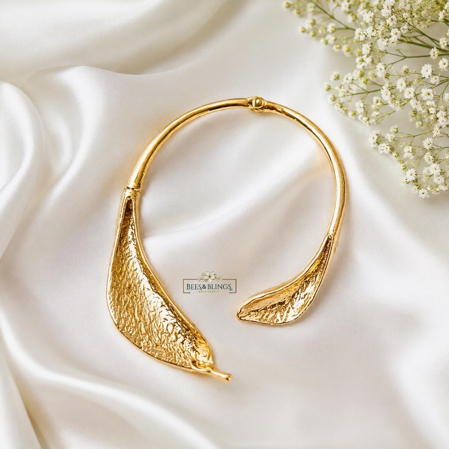 Golden collar statement necklace