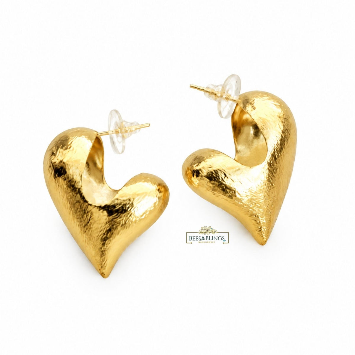 Golden Heart Statement Earrings