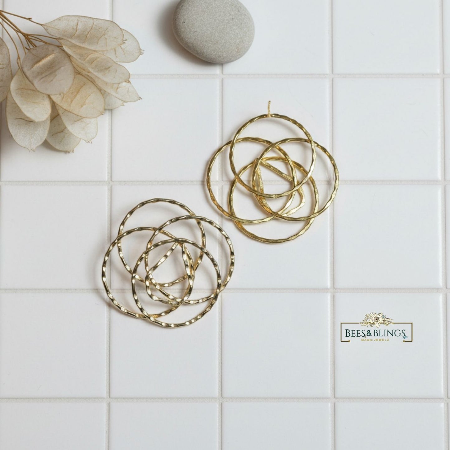 golden hoop statement earrings