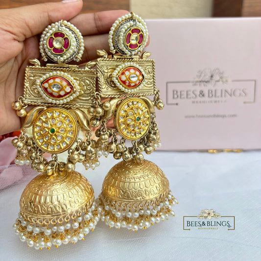 Golden Maharani Brass Jhumkas