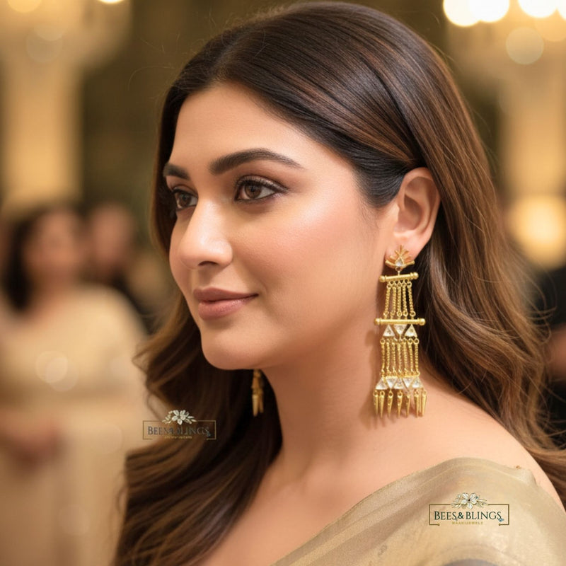 golden kundan tassel earrings
