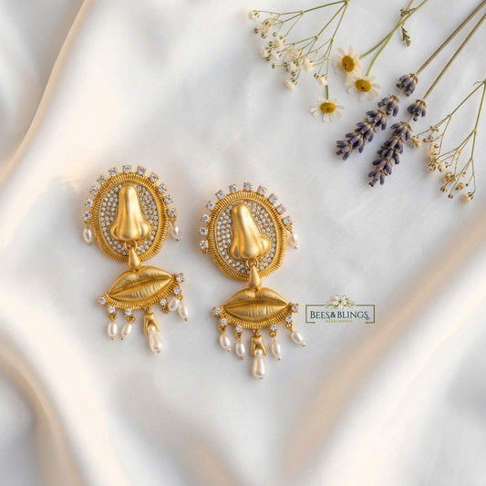 Gold Pearl Baroque Nose Stud Earrings