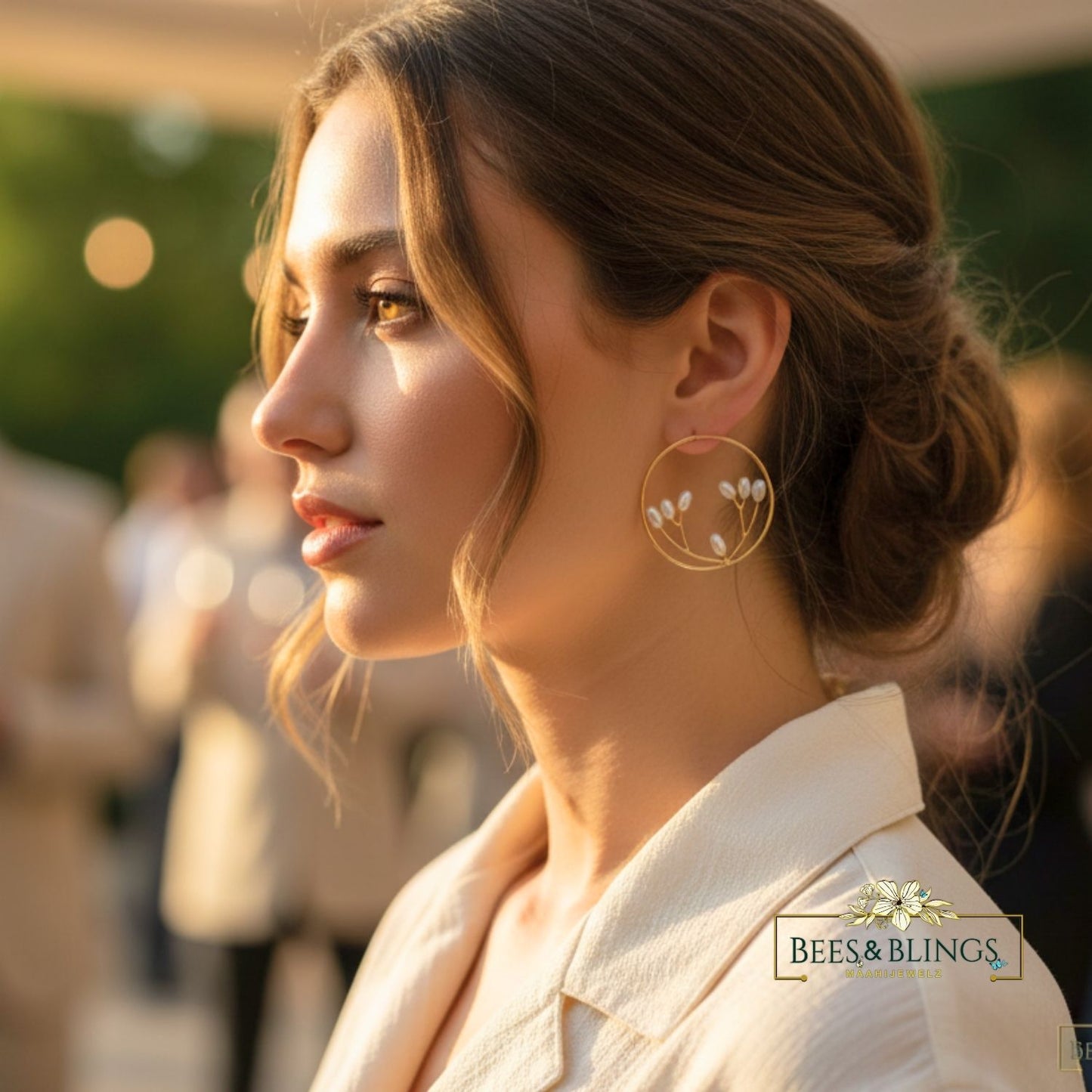 Minimal Gold Pearl Hoop statement Earrings