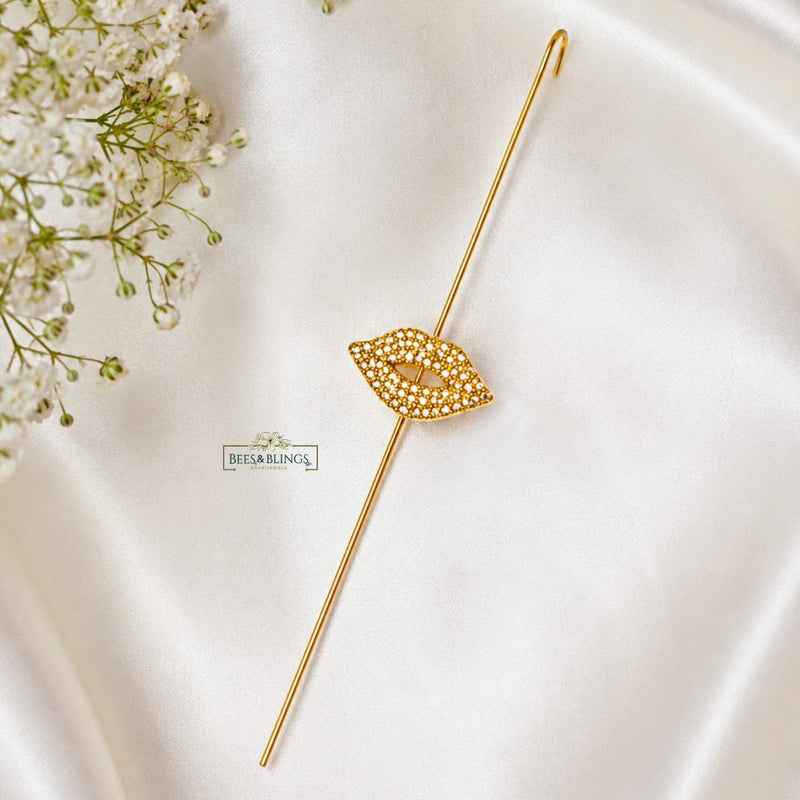Golden Lips statement ear climbers