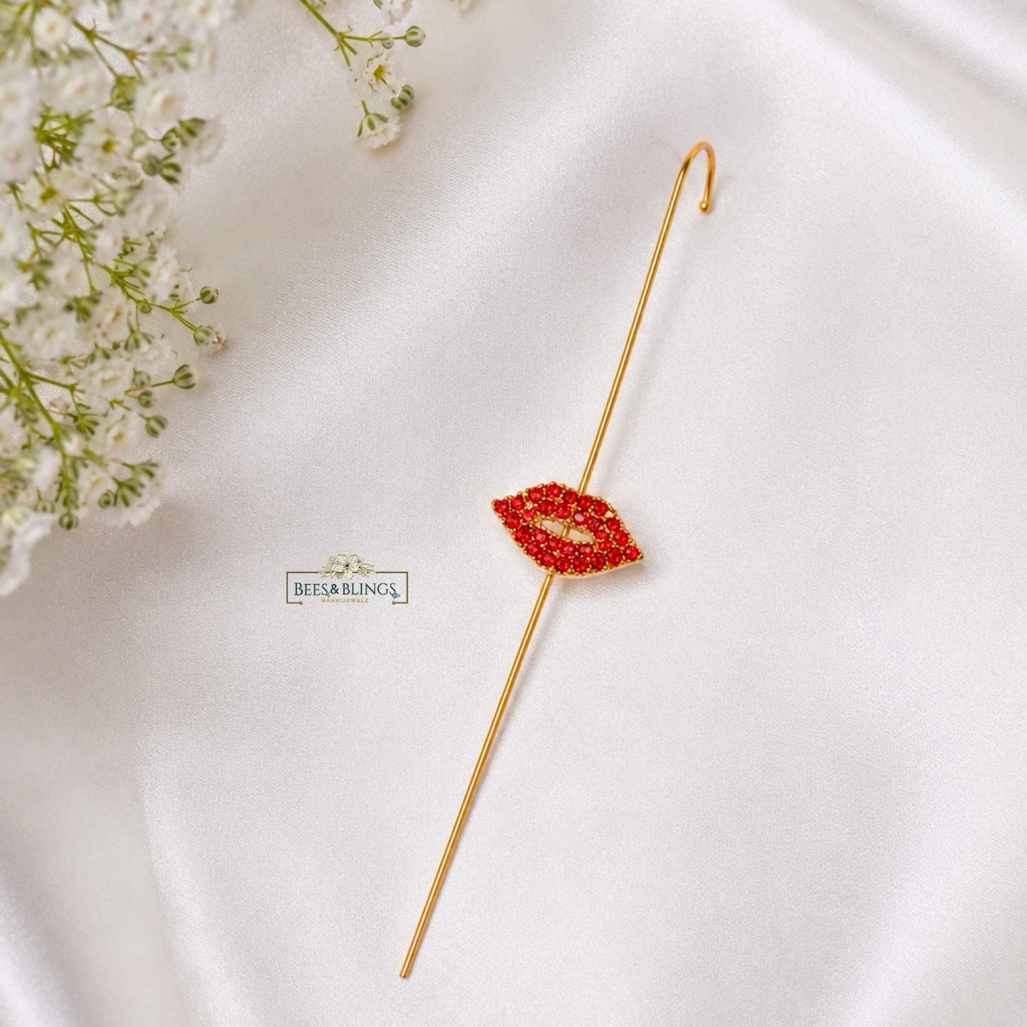 Golden Lips statement ear climbers