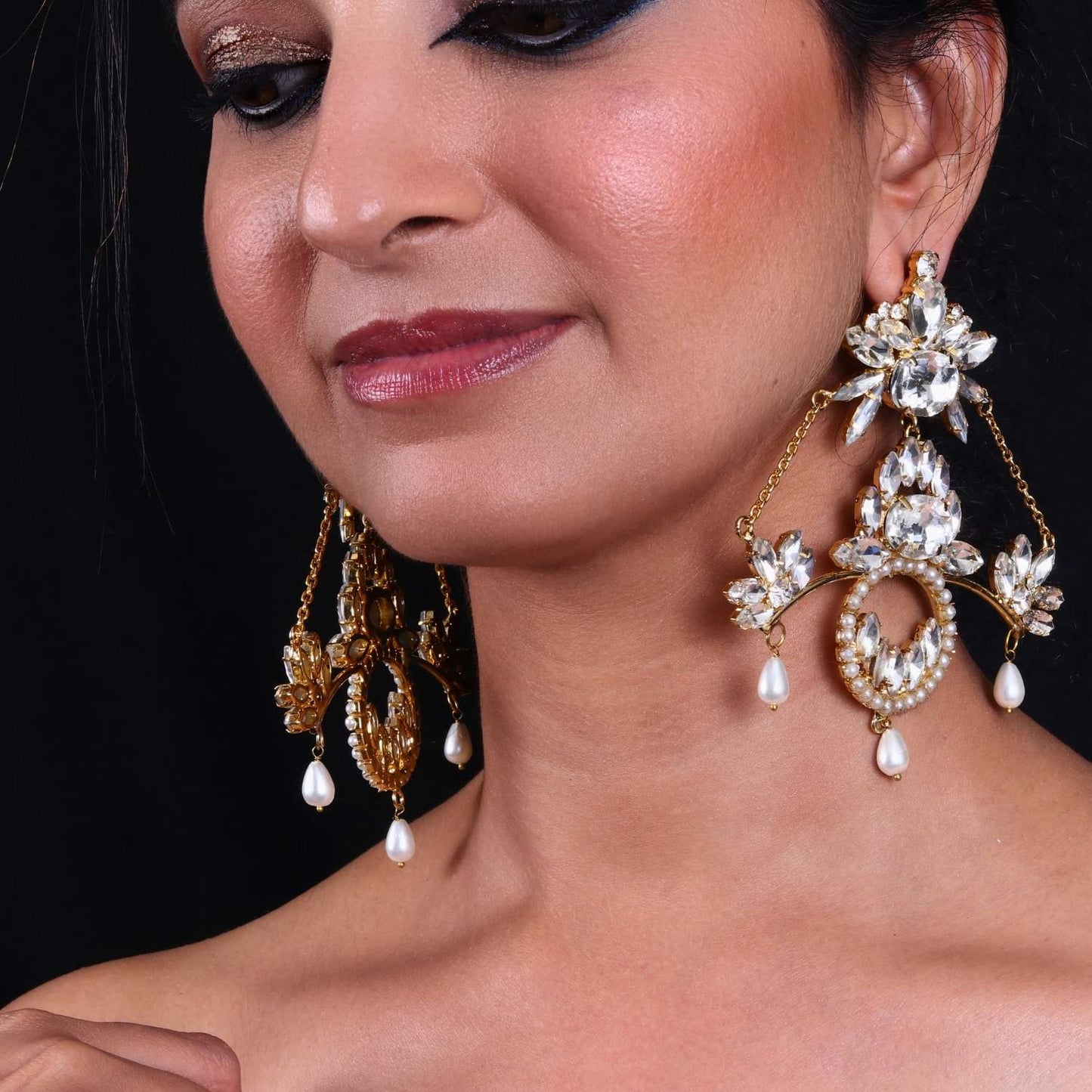 rhinestone party statement earrings