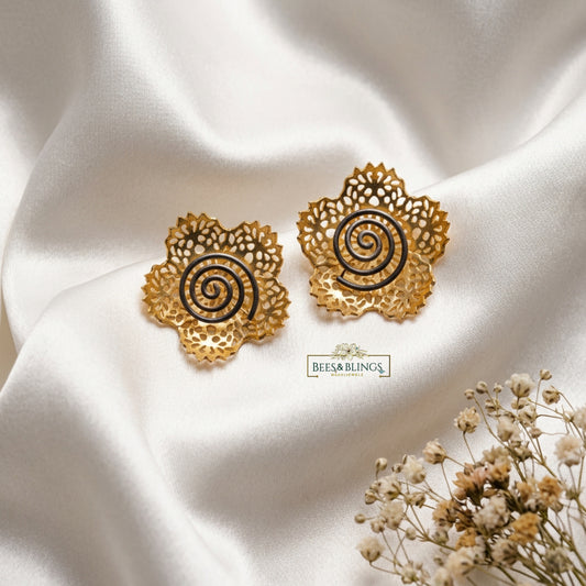Golden blossom statement studs