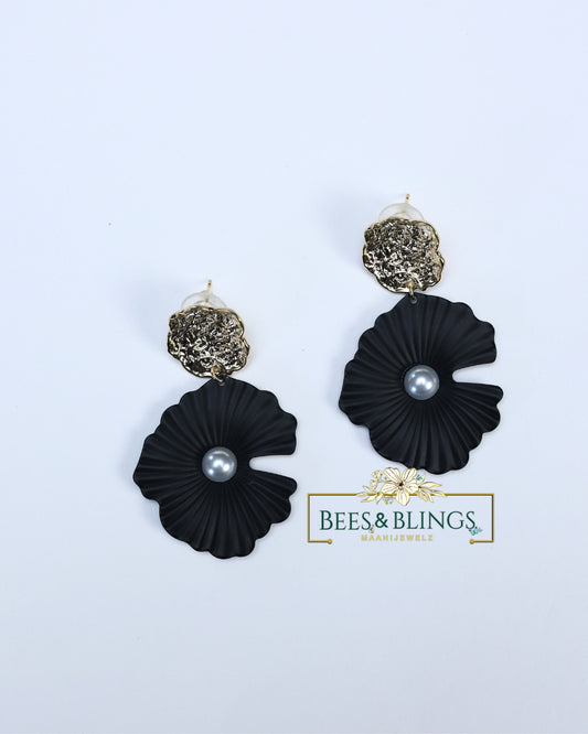 Black Floral Statement Earrings