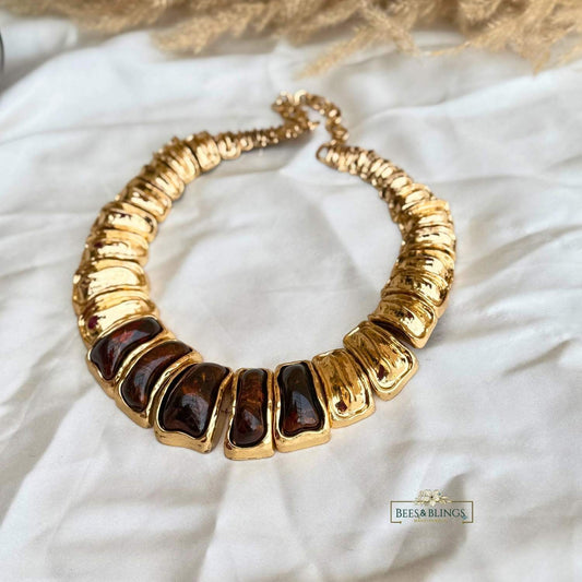 Golden brown Luxe Statement Necklace