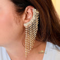 Golden Crystal Statement Tassel Ear Cuff