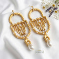 Golden Pearl Statement Earrings