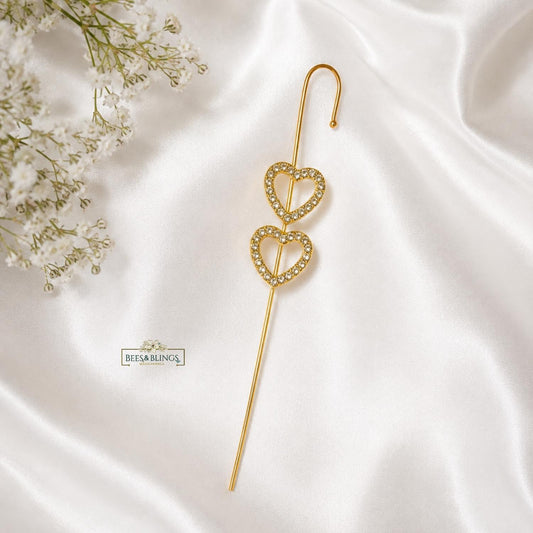 Golden Heart statement ear climbers
