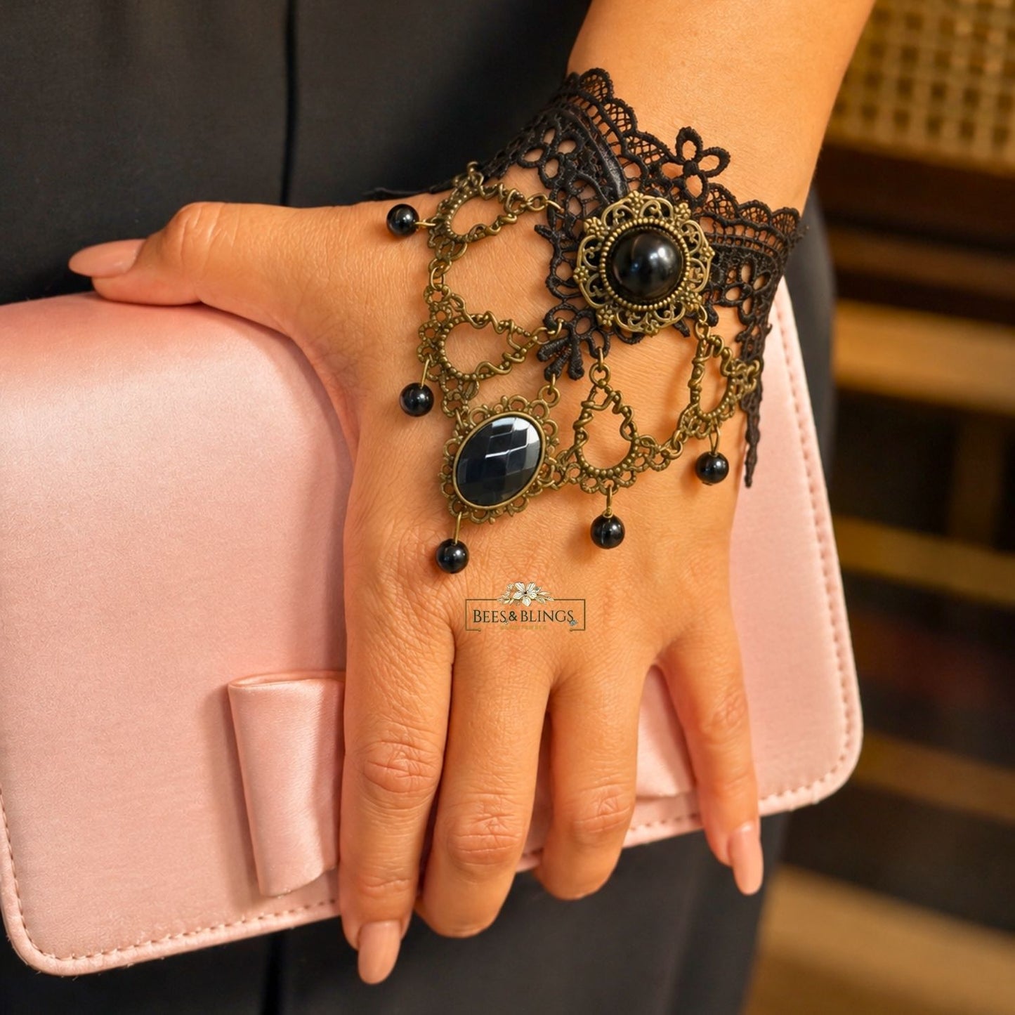 Black Crochet Hand Accessory