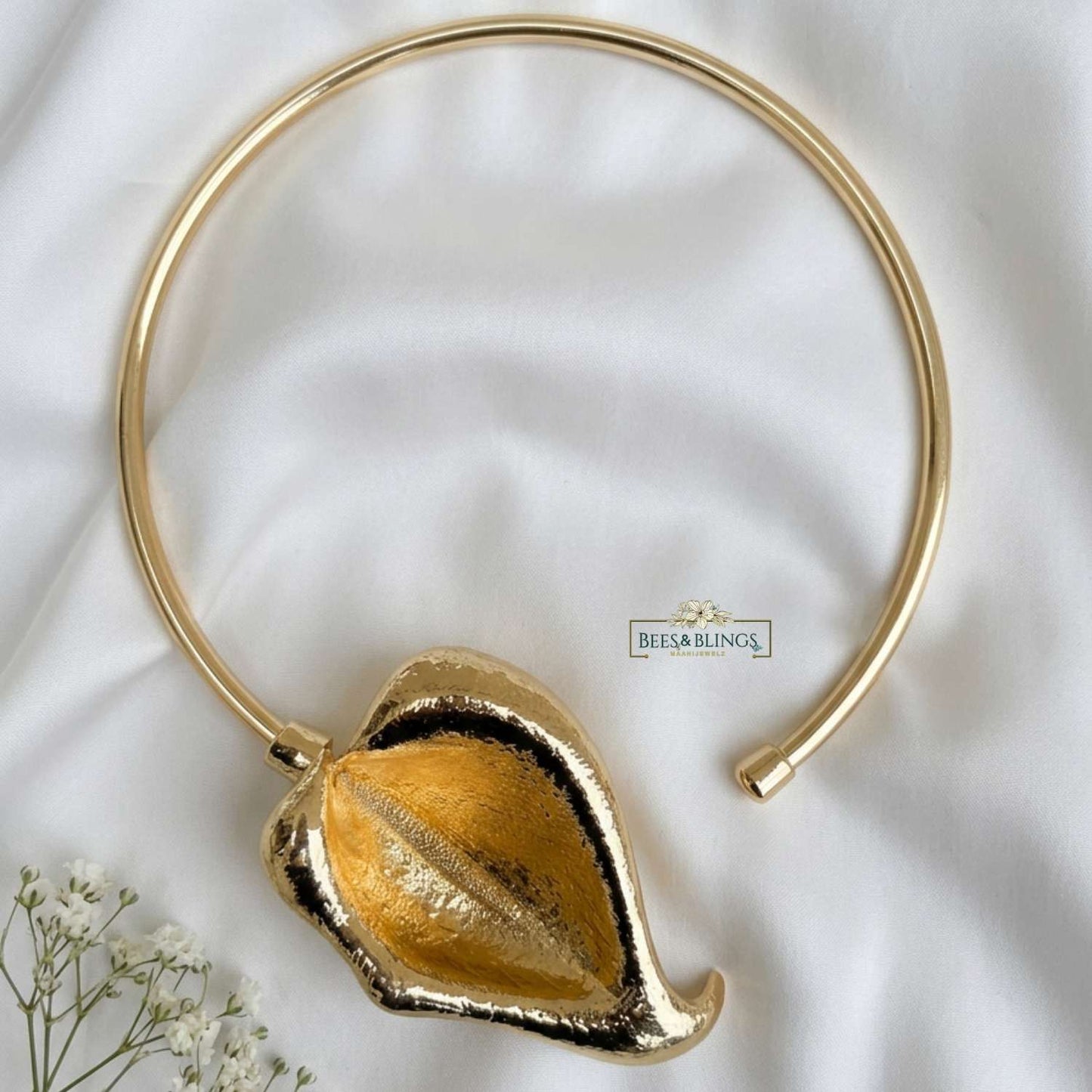 Golden Leaf Statement Necklace